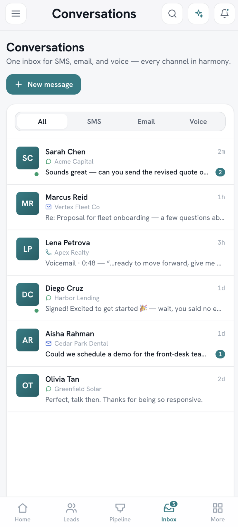 Conversations inbox
